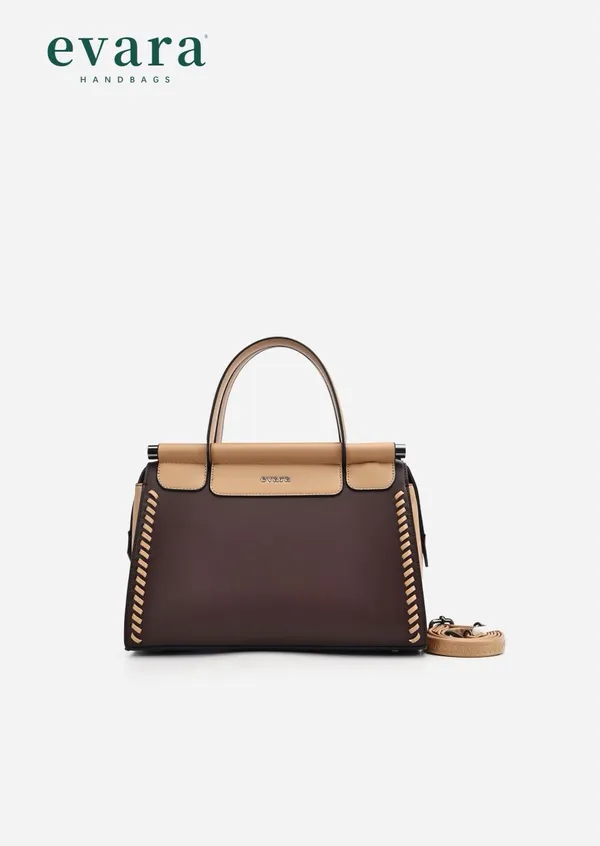 Brown_Tan_Whipstitch_Detail_Structured_Handbag_With_Strap