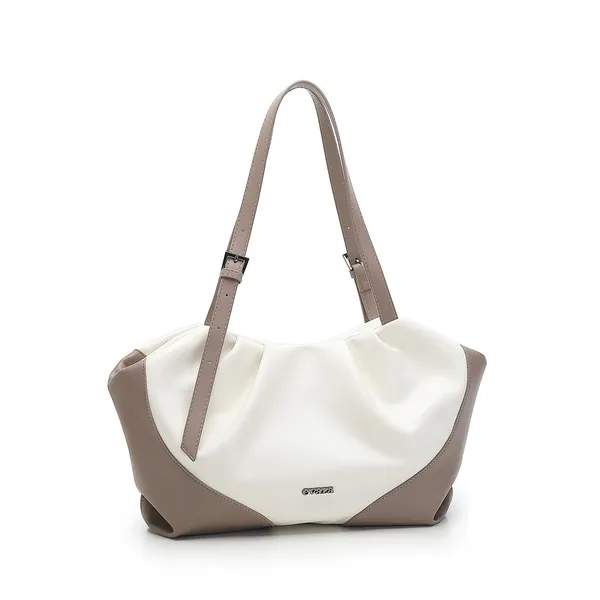 White_and_Taupe_Color_Block_Shoulder_Bag_for_Women