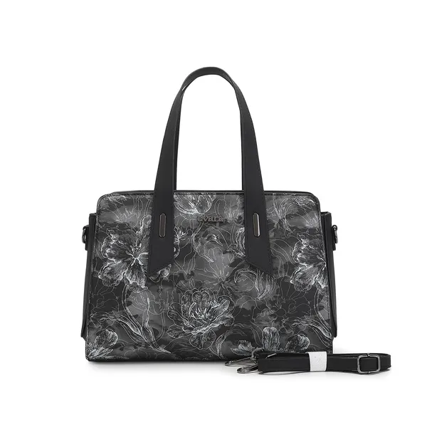 Black_Floral_Print_Leather_Handbag_with_Detachable_Strap