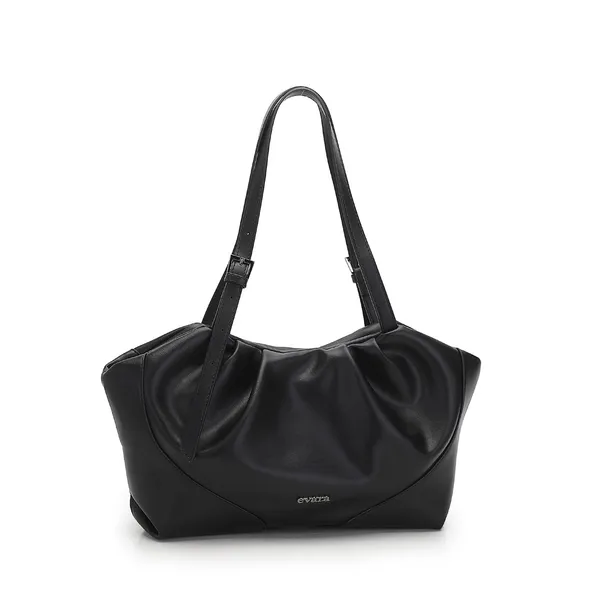 Black_Vegan_Leather_Ruched_Shoulder_Bag_for_Women