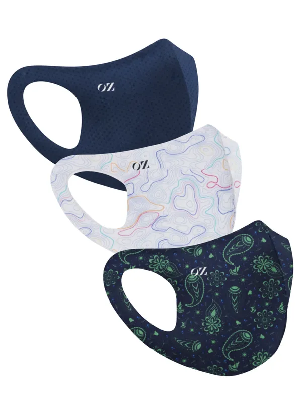 OXYZONE_Face_Mask_-_Antibacterial_Neoprene_Mix_Color_Snug_Fit_Mask_Pack_of_3_-_Outdoor_Protection_for_All!_Breathable_&_Stylish_Unisex_Face_Mask_for_Ultimate_Comfort