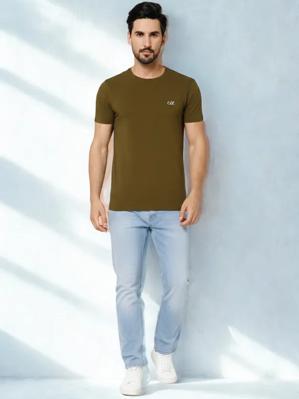 OXYZONE_Solid_Crew_Neck_T-Shirt_for_Men_Half_Sleeve_Breathable,_Comfortable_Solid_Tees_for_Casual_Wear