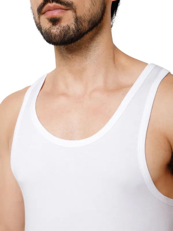 White_Round_Neck_Cotton_Blend_Vest_For_Men