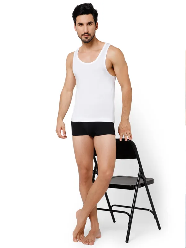 White_Round_Neck_Cotton_Blend_Vest_For_Men