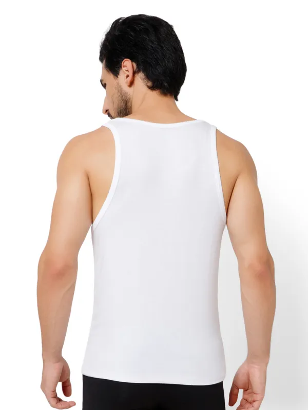 White_Round_Neck_Cotton_Blend_Vest_For_Men