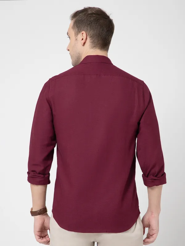 OXYZONE_Premium_Solid_Full_Sleeve_Men's_Tencel_Cotton_Wine_Shirt,_Regular_Fit,_Spread_Collar_Non-Faded_Soft_&_Breathable_Fabric,_2-Way_Stretchable_Casual_&_Formal_Shirt_for_Men