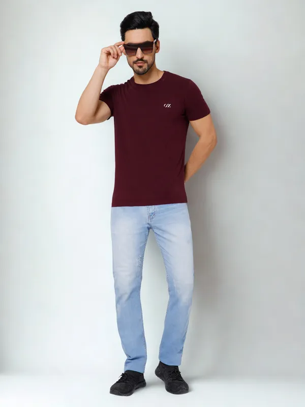 OXYZONE_Solid_Crew_Neck_T-Shirt_for_Men_Half_Sleeve_Breathable,_Comfortable_Solid_Tees_for_Casual_Wear