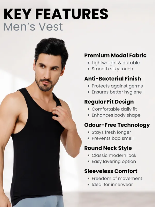 OXYZONE_Men's_Supima_Cotton_Vest_Super_Soft_Solid_Round_Neck_Sleeveless_Baniyan_Innerwear_for_Men,_Breathable,_Odour-Free,_Anti_Bacterial_Finish_Regular_Fit_Undershirt_-_Black