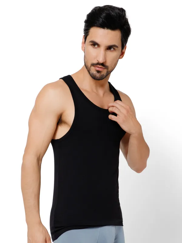 OXYZONE_Men's_Supima_Cotton_Vest_Super_Soft_Solid_Round_Neck_Sleeveless_Baniyan_Innerwear_for_Men,_Breathable,_Odour-Free,_Anti_Bacterial_Finish_Regular_Fit_Undershirt_-_Black