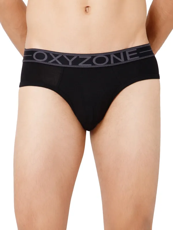 OXYZONE_Men's_Pima_Cotton_Modal_Solid_Brief_with_Sweat-Absorbent_&_Anti-Odour_Fabric,_Lightweight,_Tag-Free,_Breathable_Innerwear_with_Outer_Soft_Waistband_(BLACK)