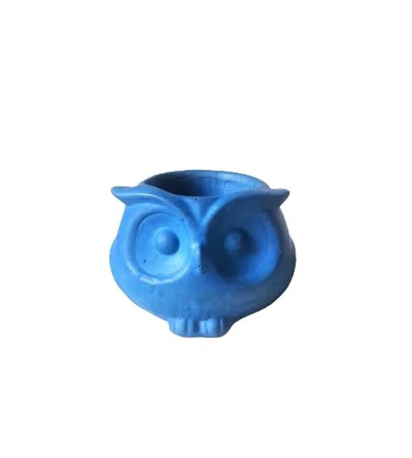 Bubo_The_Owl_Concrete_Succulent_Planter_|_Blue_|_6.35H_X_6.35W_Cm
