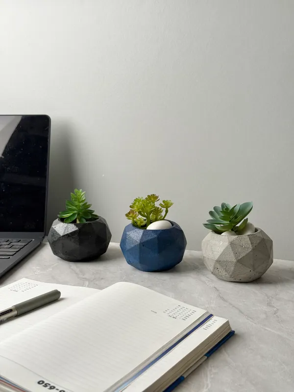 Prizmo_Concrete_Succulent_Planter_Organizer_|_Grey_|_8.8L_X_8.8W_X_6.6H_Cm