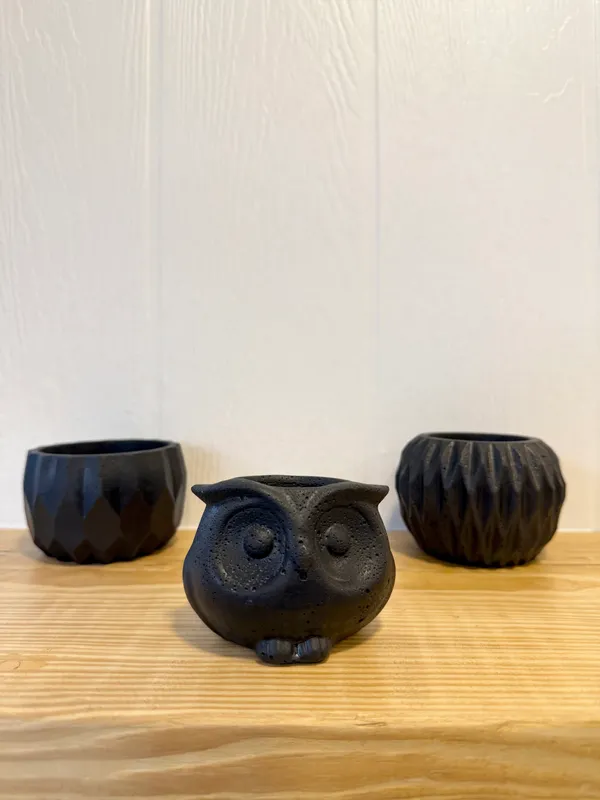 Bubo_The_Owl_Concrete_Succulent_Planter_|_Black_|_6.35H_X_6.35W_Cm
