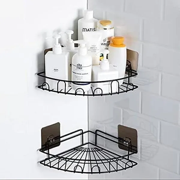 Self_Adhesive_Bathroom_Corner_Shelf_–_No_Drill,_Easy_Install,_Space-Saving_Organizer_For_Bathroom,_Kitchen_&_Shower_–_(Black)_Pack_Of_2_Pcs