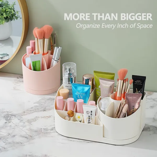 360_Makeup_Organizer_With_Brush_Holder_,_Ideal_For_Vanity,_Bathroom_&_Dresser_|_(White)_Pack_Of_1_Pcs