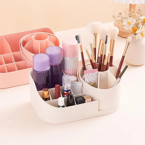 360_Makeup_Organizer_With_Brush_Holder_,_Ideal_For_Vanity,_Bathroom_&_Dresser_|_(White)_Pack_Of_1_Pcs