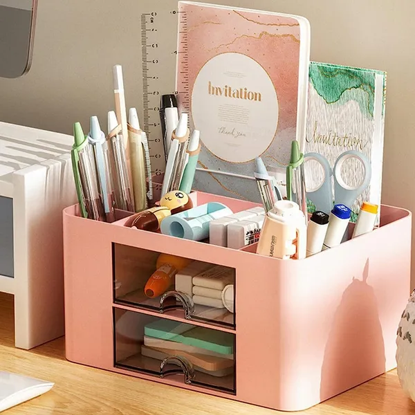 Multi-Compartment_Desk_Organizer_With_Drawers,_Ideal_For_Study_Table_,Vanity,_Bathroom_&_Dresser_(Pink)_Pack_Of_1_Pcs