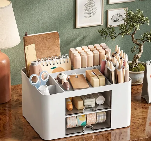 Multi-Compartment_Desk_Organizer_With_Drawers,_Ideal_For_Study_Table_,Vanity,_Bathroom_&_Dresser_(White)_Pack_Of_1_Pcs
