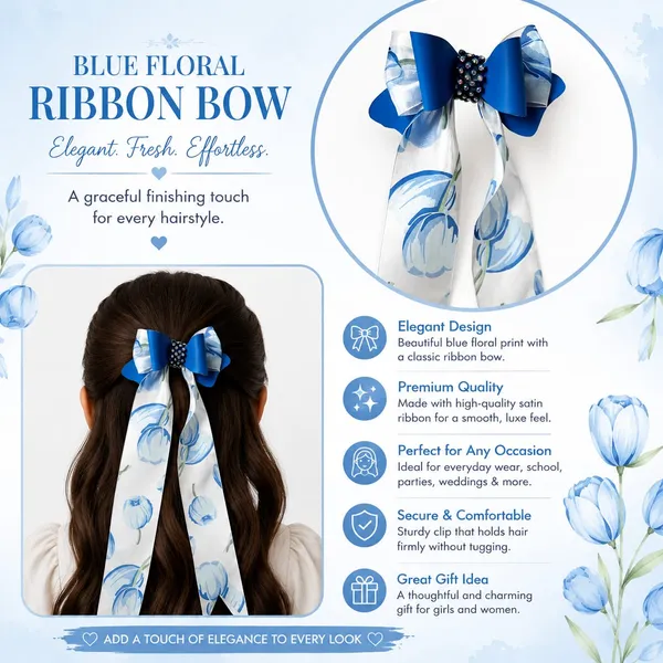 Blue_Floral_Satin_Hair_Bow_Clip_for_Girls_&_Women