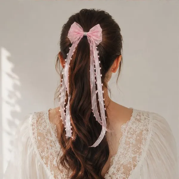 Bow_&_Beau_Premium_Pink_Organza_Bow_Hair_Clip_with_Long_Floral_Ribbon_Tails