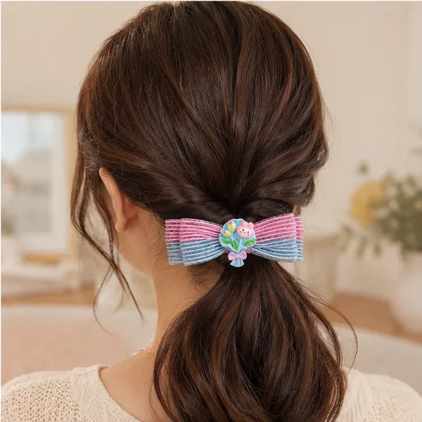 Cute_Pastel_Bunny_&_Flower_Hair_Bow_Clip_for_Girls