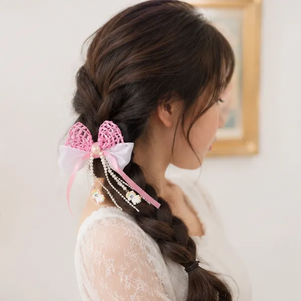 Cute_Pearl_Unicorn_Hair_Bow_Clip_for_Girls_–_Pink_&_White_Ribbon_Bow_with_Pearl_Tassels,_Unicorn_Charms_&_Secure_Alligator_Clip