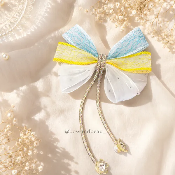 Multicolor_Lace_Fabric_Ribbon_Rhinestones_Tassel_Pendants_Hair_Bow_Clip_For_Women