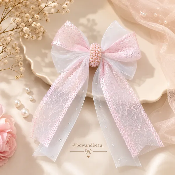 Elegant_Pink_&_White_Organza_Ribbon_Bow