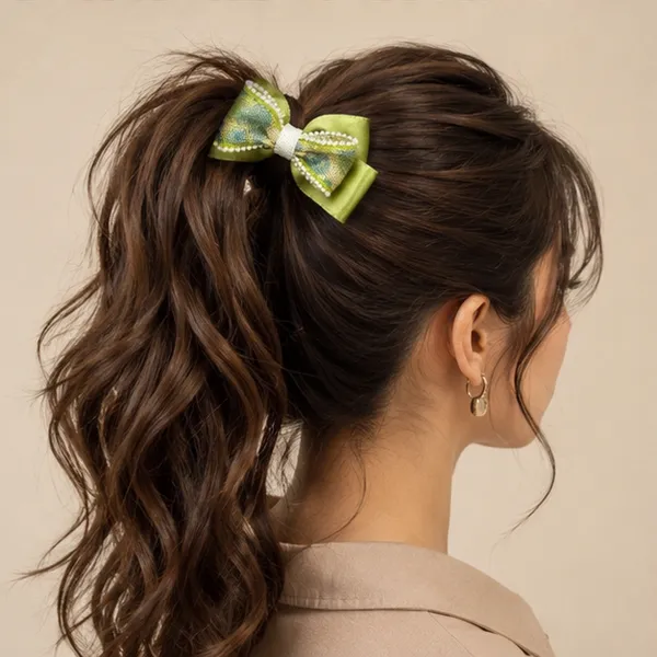 Handmade_Green_Pearl_Lace_Hair_Bow_Clip_for_Girls_&_Women