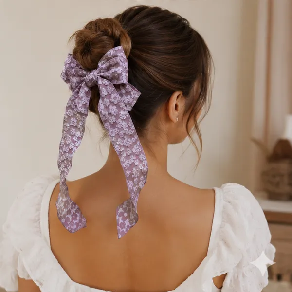 Purple_Lace_Fabric_Ribbon_Barrette_Clip_Hair_Bow_Clip_For_Women