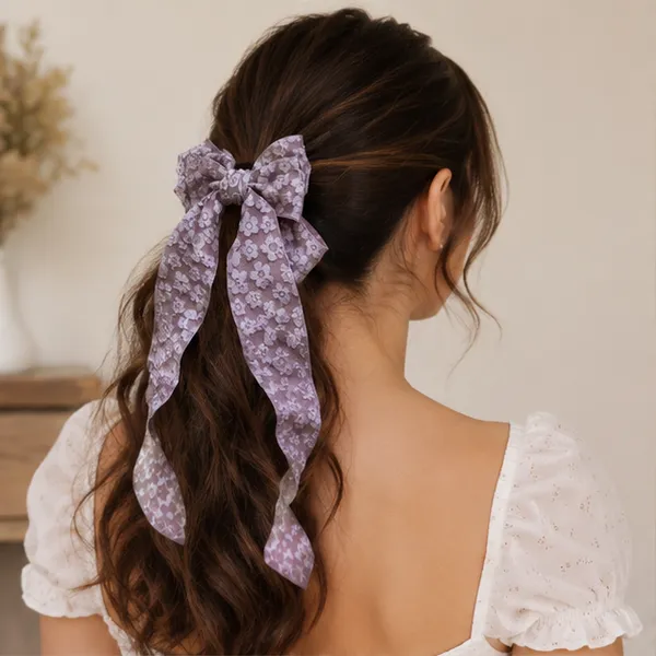 Purple_Lace_Fabric_Ribbon_Barrette_Clip_Hair_Bow_Clip_For_Women