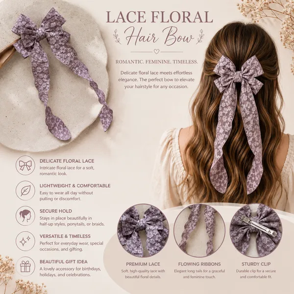 Purple_Lace_Fabric_Ribbon_Barrette_Clip_Hair_Bow_Clip_For_Women