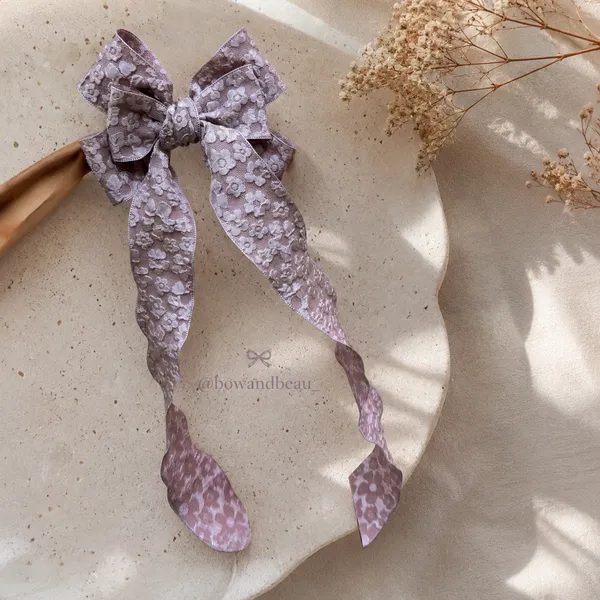 Purple_Lace_Fabric_Ribbon_Barrette_Clip_Hair_Bow_Clip_For_Women