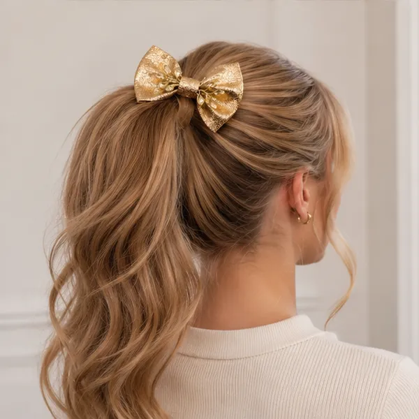 Luxury_Champagne_Gold_Hair_Bow_Clip_for_Women_&_Girls