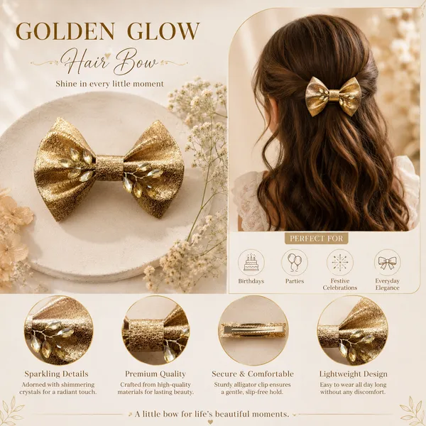 Luxury_Champagne_Gold_Hair_Bow_Clip_for_Women_&_Girls