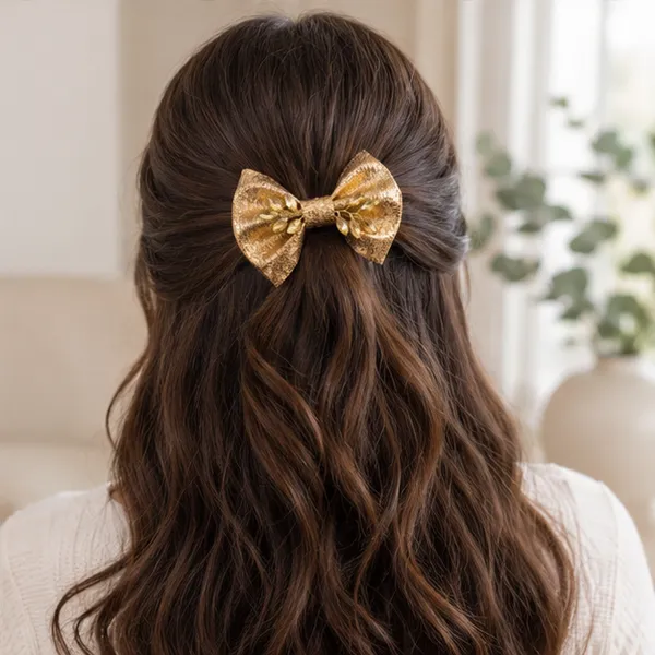 Luxury_Champagne_Gold_Hair_Bow_Clip_for_Women_&_Girls