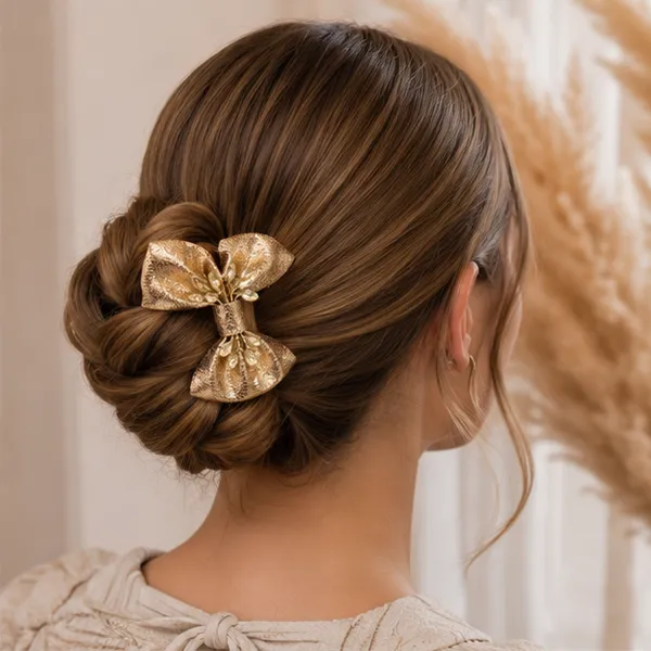 Luxury_Champagne_Gold_Hair_Bow_Clip_for_Women_&_Girls