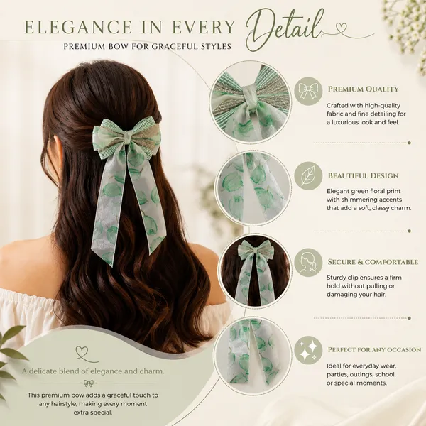 Mint_Green_Floral_Organza_Hair_Bow_Clip_for_Girls_&_Women