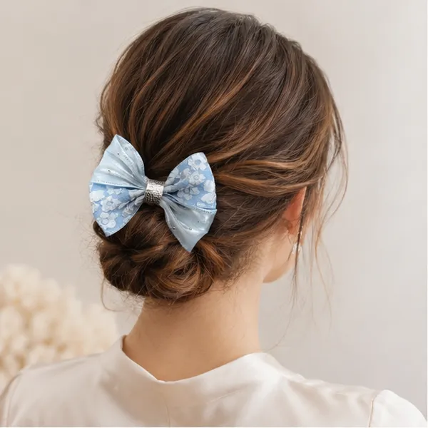 Premium_Blue_Floral_Hair_Bow_Clip_for_Girls_&_Women