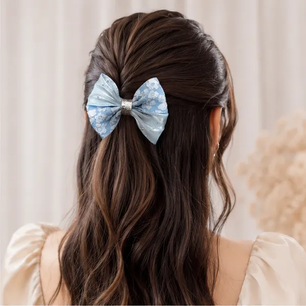 Premium_Blue_Floral_Hair_Bow_Clip_for_Girls_&_Women