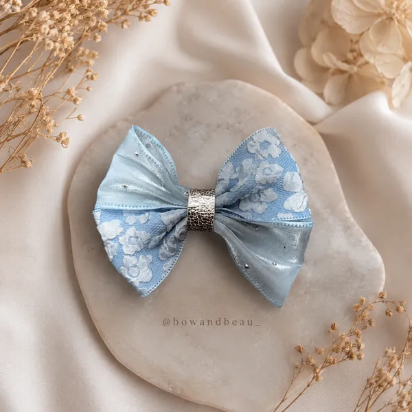 Premium_Blue_Floral_Hair_Bow_Clip_for_Girls_&_Women
