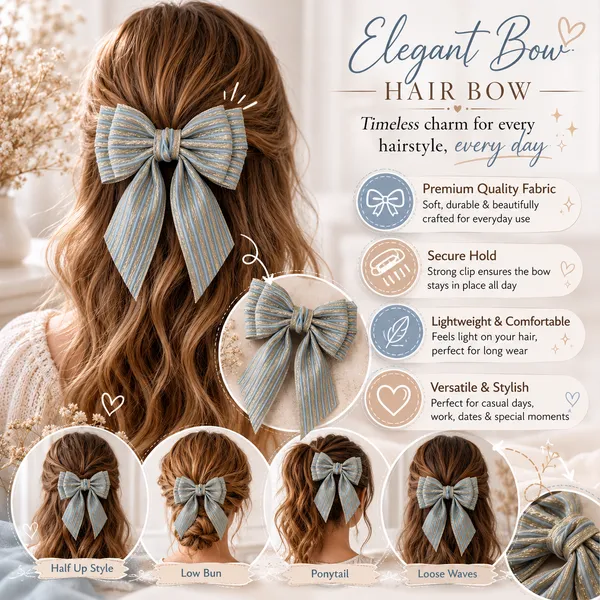 Premium_Blue_Striped_Hair_Bow_Clip_for_Women_&_Girls
