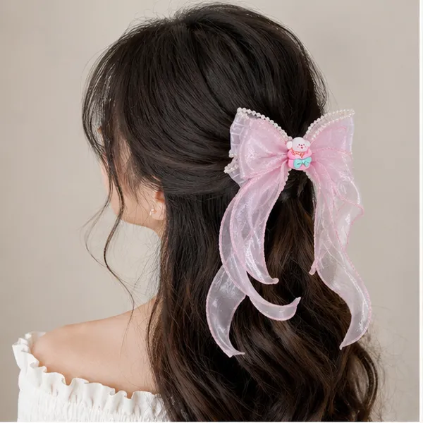 Premium_Pink_Organza_Pearl_Hair_Bow_Clip_for_Girls_&_Women_|_Cute_Cartoon_Charm_Long_Tail_Ribbon_Bow_|_Elegant_Hair_Accessory_for_Parties,_Daily_Wear_&_Special_Occasions