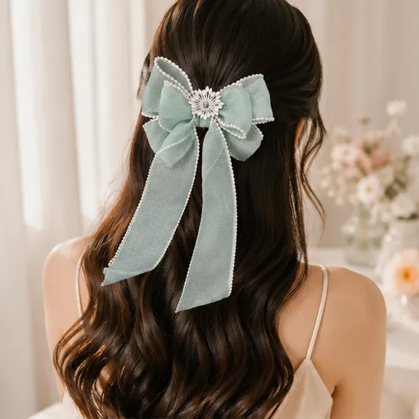 Premium_Sage_Green_Pearl_Trim_Long_Tail_Hair_Bow_Clip_for_Women_&_Girls