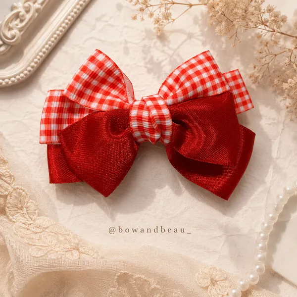 The_Crimson_Picnic_Bow_Red_&_White_Gingham_Double_Layer