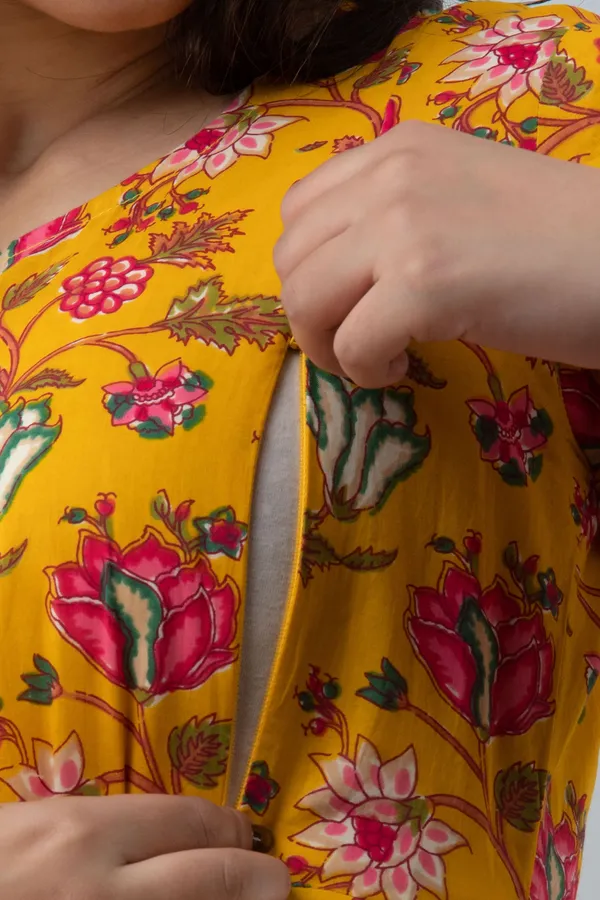 Yellow_Pure_Cotton_Floral_Print_Regular_Dress_For_Women