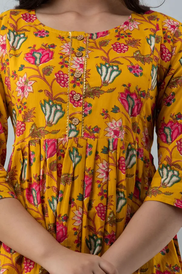 Yellow_Pure_Cotton_Floral_Print_Regular_Dress_For_Women