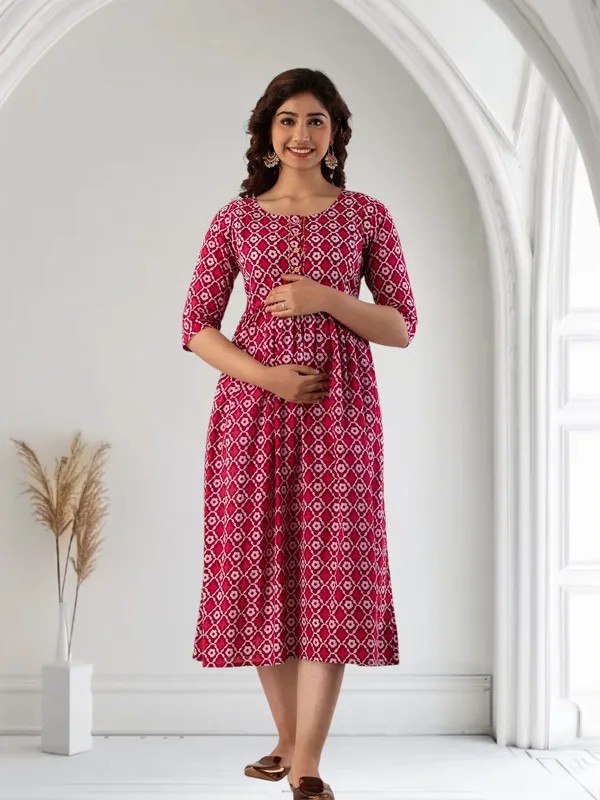 Maroon_Pure_Cotton_Floral_Print_Regular_Dress_For_Women