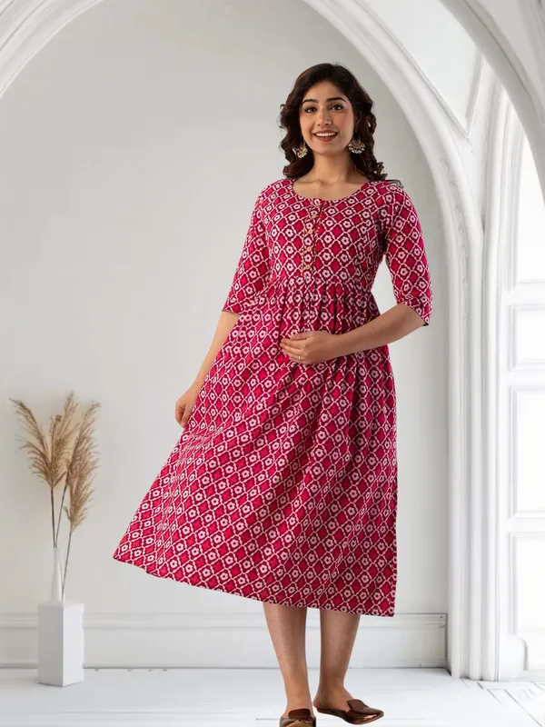 Maroon_Pure_Cotton_Floral_Print_Regular_Dress_For_Women