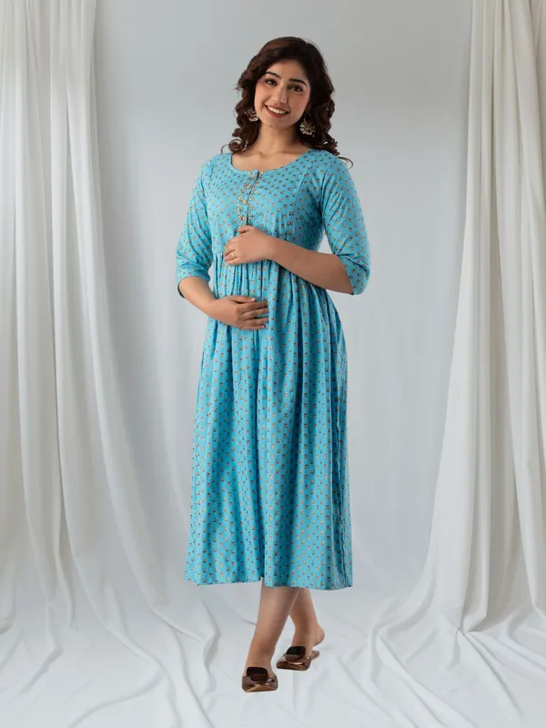 Blue_Pure_Cotton_Floral_Print_Regular_Dress_For_Women